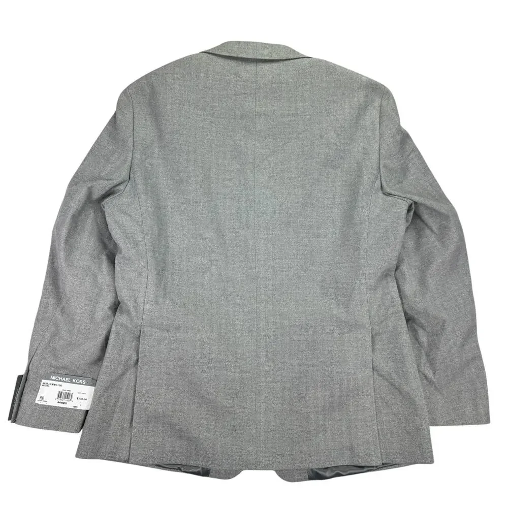 Michael Kors Mens Keates Classic Fit Herringbone Woven Sport Coat Light Gray 44R
